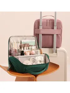 Vertical Dutch Velvet Cosmetic Bag, Portable Travel Toiletry Bag, Large Capacity Storage Bag for Makeup Brushes and Lipsticks for Women, Makeup Pouch