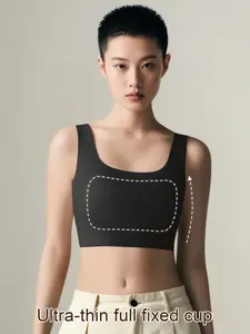 Women's Seamless Shapewear Bra, Wireless Bras, Minimizer Bras, Soft Elastic Elegant Casual, Large Chest Look Small, One-Piece Tank Top, Wide Shoulder Straps, Seamless Design