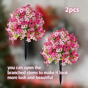 High-Quality Outdoor Decorative Artificial Plants with Ground Stakes, UV Resistant Plastic Material, Plant Stand Included, Garden Decor Ornaments, Artificial Flowers for Outside