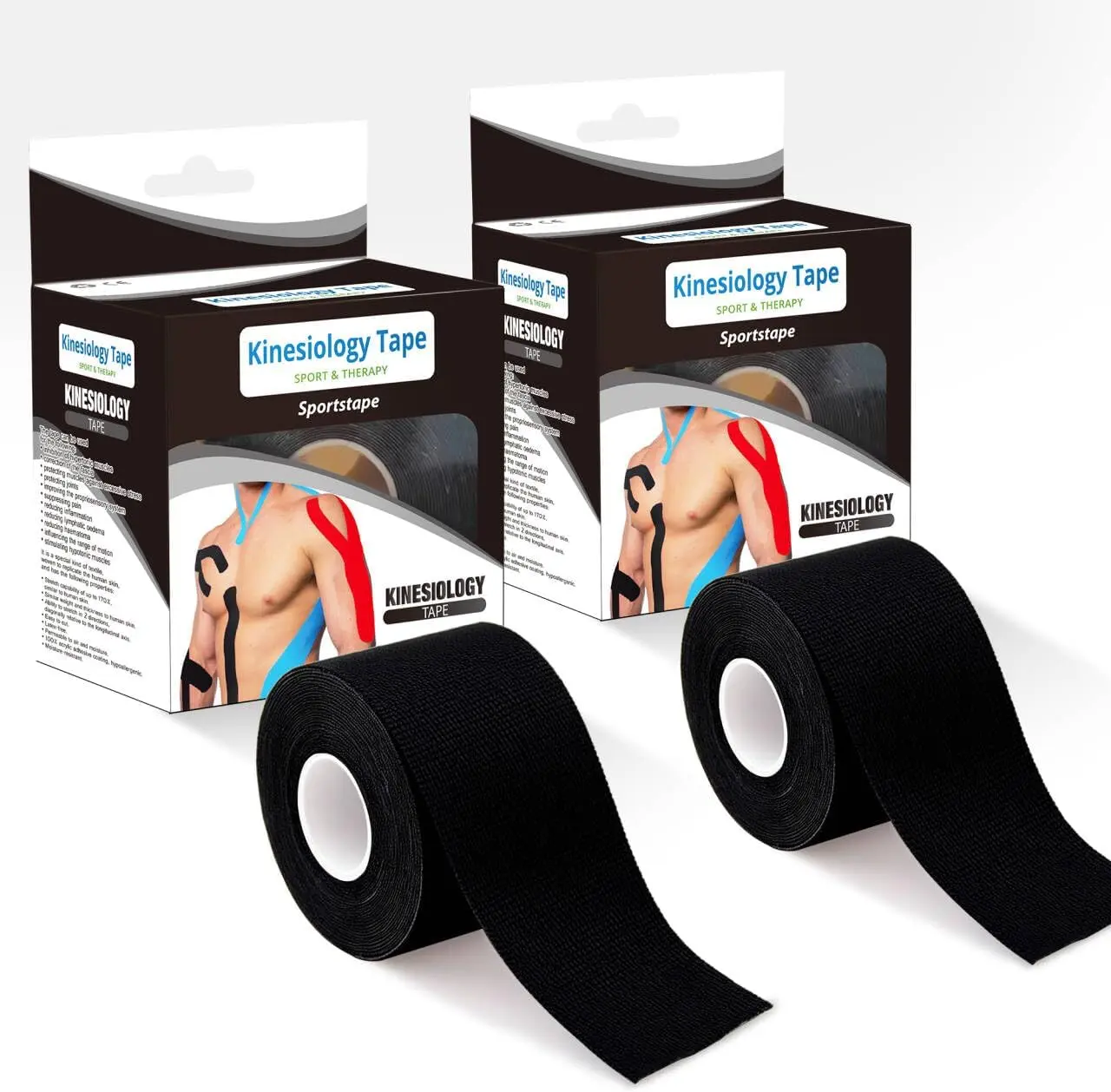 Kinesio Tape - Breathable Elastic Cotton Athletic Tape for Adults, Waterproof Knee/Shoulder/Ankle Support, Injury Recovery, Oil-Assisted Removal, Rounded Corners