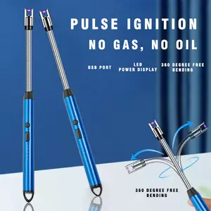 Pulse Ignition Eco Friendly Lighter No Gas No Oil USB Port LED Display 360 Degree Free Bending Stainless Steel Kitchen Utensils Mothers Day Gifts Versatile Practical