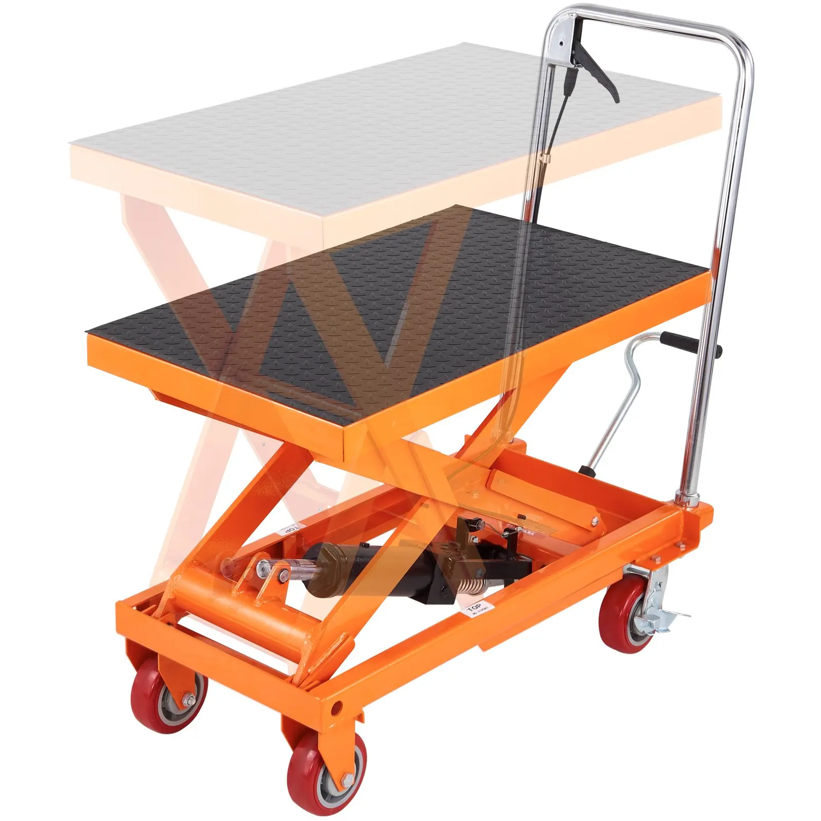 【Summerfinds】VEVOR Hydraulic Lift Table Cart, 1100lbs Capacity 35.4" Lifting Height, Manual Single Scissor Lift Table with 4 Wheels and Non-slip Pad, Hydraulic Scissor Cart for Material Handling and Transportation
