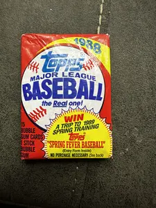 1988 Topps Major League Baseball Sealed Wax Pack with Bubble Gum Stick