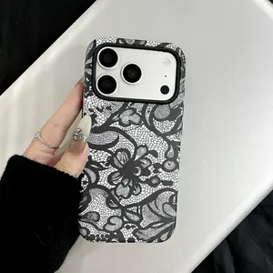 Lace-style phone case, printed case with scratch-resistant, scuff-proof, and shock-absorbent protection, featuring elegant UV-printed designs. Compatible with iPhone 17/16/15/14/13. Perfect for gifts and holidays.