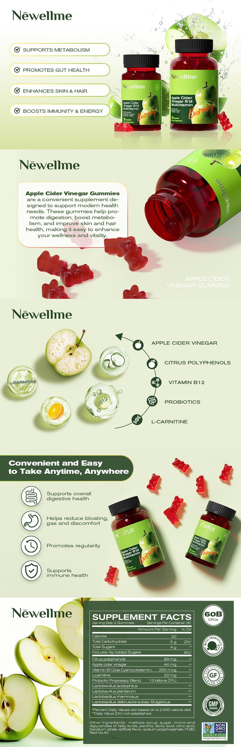 Apple Cider Vinegar Gummy VitaminsCount - Vitamin B12, Gelatin-Free, Gluten-Free, Vegan & Non-GMO,ACV Supplement | Apple Flavor Optimum Edible Dietary Fitness Apple Cider Vinegar Gummy VitaminsCount - Vitamin B12, Gelatin-Free, Gluten-Free, Vegan & Non-GMO,ACV Supplement | Apple Flavor Optimum Edible Dietary Fitness