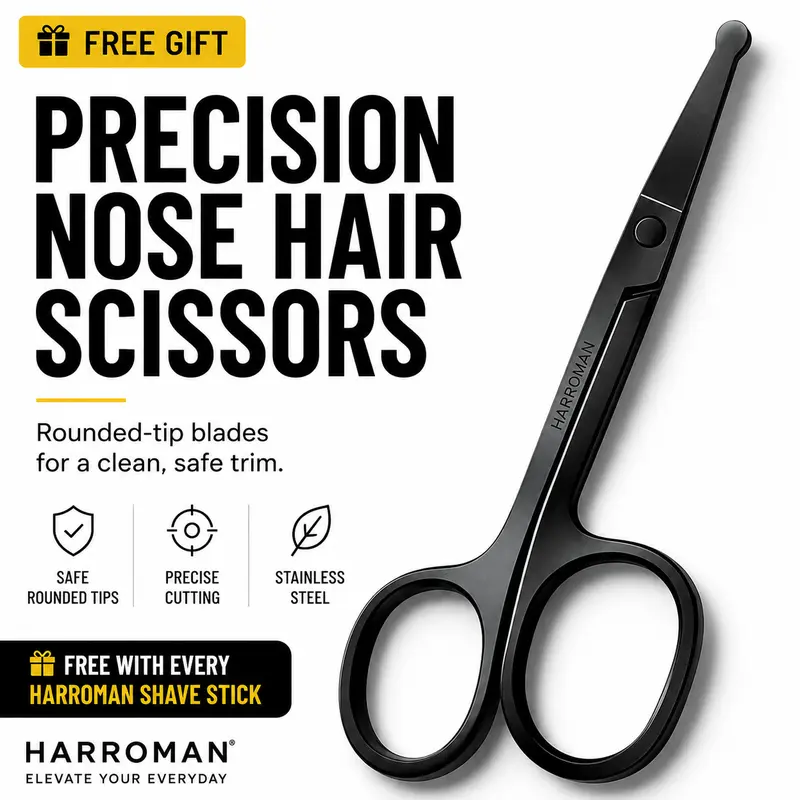 HARROMAN Round-Tip Nose Hair Scissors - Nose Hair Clipper for Adults, Sharp Blades, Painless Cutting, Multi-Use Beauty & Personal Care Styling Tool