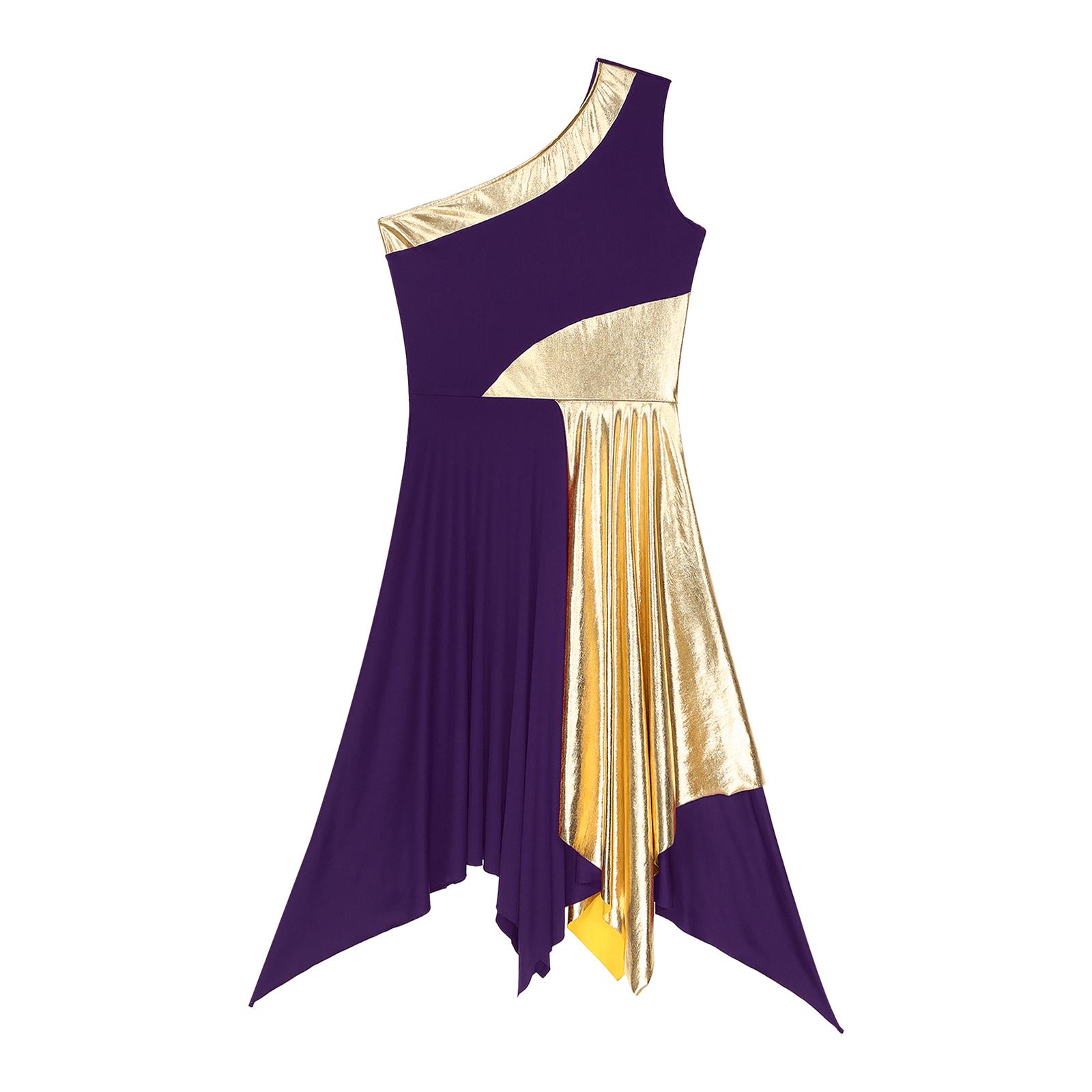 Women Church Choir Worship Praise Dress Modern Lyrical Dance Performance Costume One Shoulder Irregular Hem Dresses Dancewear Women Church Choir Worship Praise Dress Modern Lyrical Dance Performance Costume One Shoulder Irregular Hem Dresses Dancewear