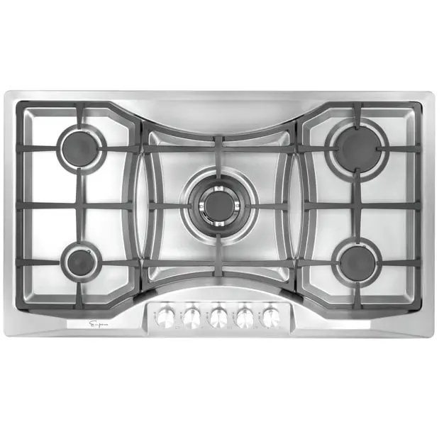 Empava 36 in. Built-in Gas Cooktop with Cast Iron Grates, 120v/60hz Plug, Auto Ignition, Multiple BTUs – Ideal for Home & Commercial Kitchens