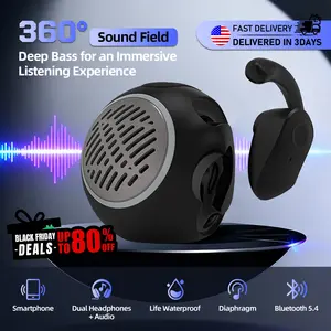 2-in-1 AI Smart Translator Earbuds & Mini Speaker HiFi Bluetooth Headphones Waterproof Tech Gift for Travel Gym 3D Sound IPX5 Waterproof