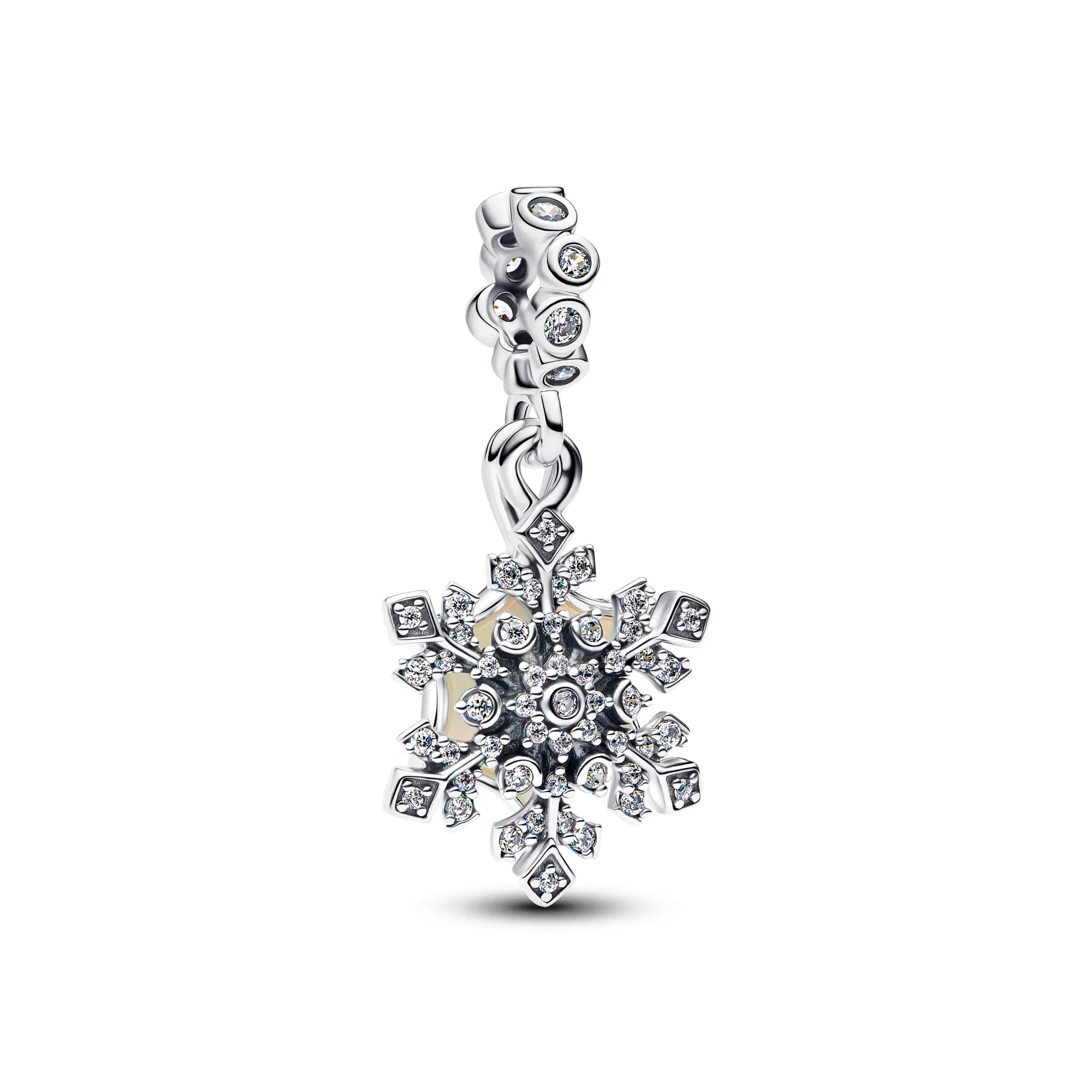 Pandora Opalescent Snowflake Double Dangle Charm 794142C01, Aurora Lab-Grown Opal, Adults, Lab-Grown Opal Resin, No Warning Applicable, Shimmering Star