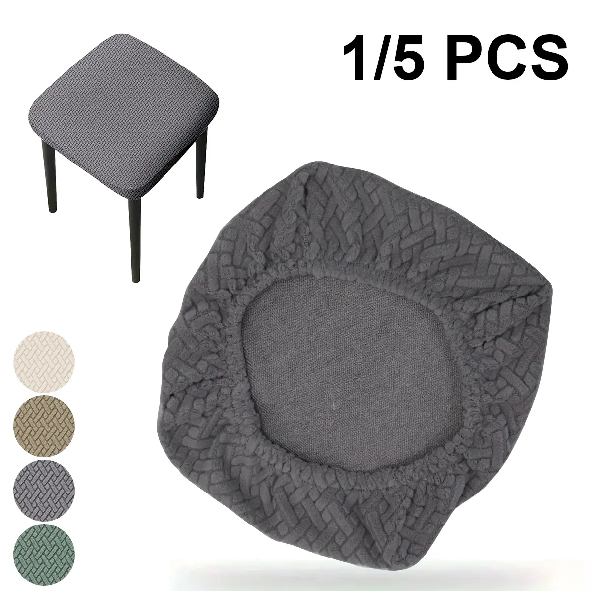 Adjustable Square Seat Cushion Cover, Elastic Stretch Fabric, Washable, Multiple Colors Available, Easy Clean Chair Protector, Chair Covers, Seat Covers For Chairs