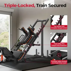 FEIERDUN 3‑in‑1 Leg Press Hack Squat Machine with Ultra-Quiet Pulley System – Adjustable Leg Press Machine for Home Gym with Stretch Board & Full Range of Motion