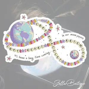 Artemis Inspired Copy Heart, Copy Bracelet, Artemis II NASA Mission In Our Moon Joy Era Cute Space Mascot, NASA Fan Gift Sticker