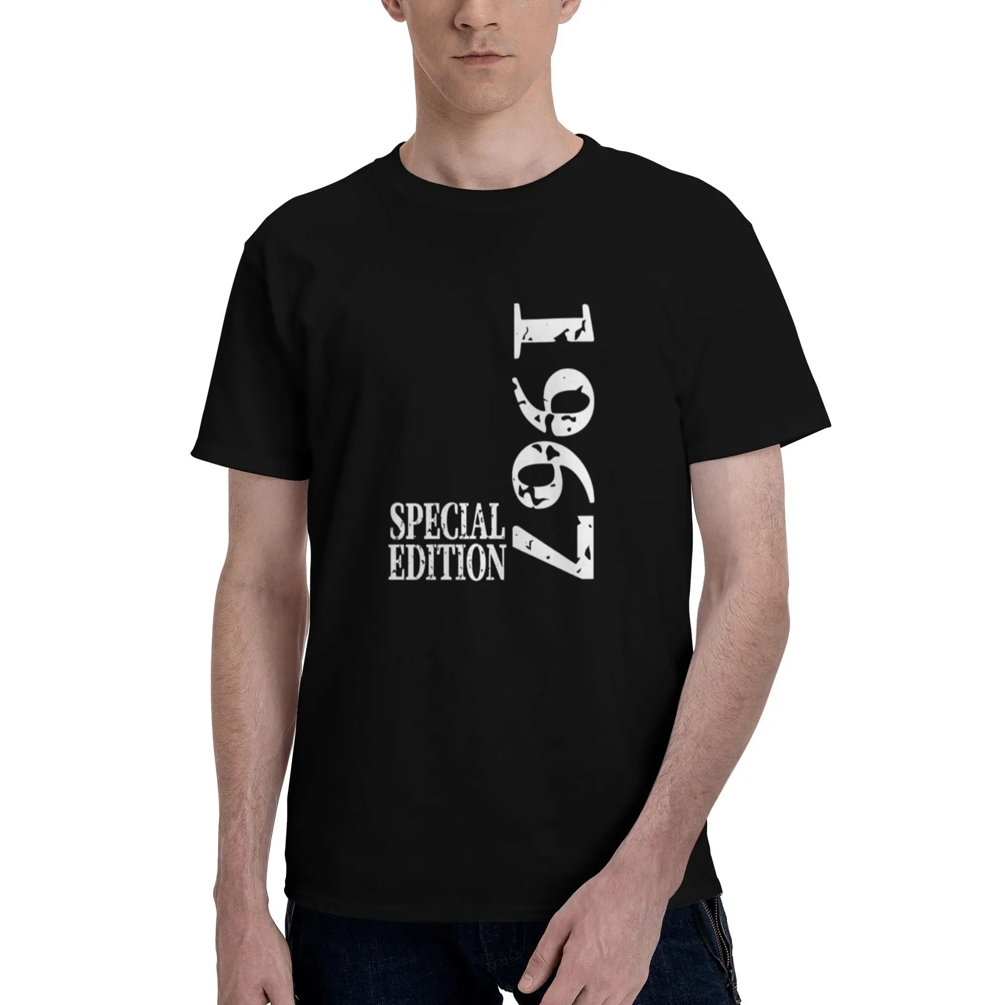 Men'S T-Shirt Special Edition 1967 Ruched Men'S T-Shirt, Plus Size Summer Short Sleeve T-Shirt Top, Comfortable Breathable Loose Fit, Casual Leisure, Outdoor Sports, All-Season Versatile, Trendy Fashion