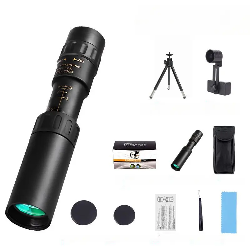Professional 10-300x HD Zoom BAK4 Prism Monocular Telescope, Portable High-Power Glass for Outdoor Activities, Beach, Running, Horse Racing, Travel, Bird Watching, with Tripod Compatibility (Special Gift Option), Sports, Boating/Yachting, Hunting