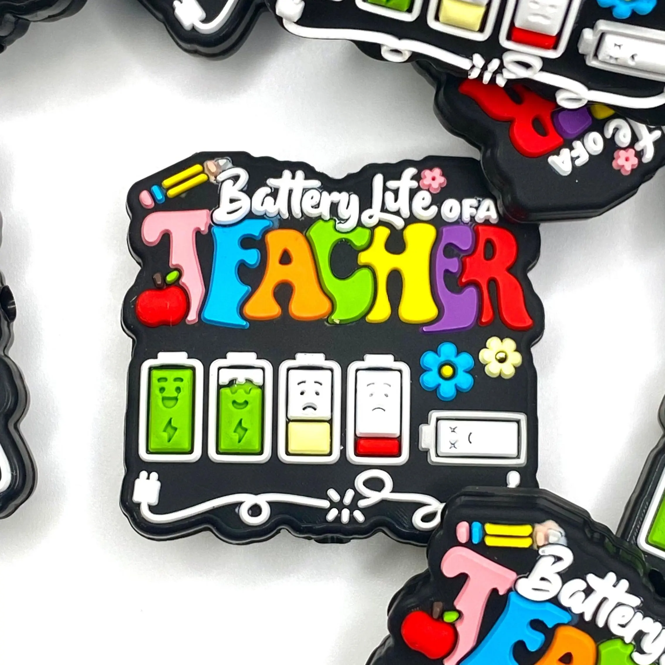 1pc Battery Life Of A Teacher Silicone Focal Beads - Funny Humor Crafting & Bead Making DIY Keychains Supplies