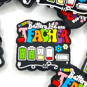1pc Battery Life Of A Teacher Silicone Focal Beads - Funny Humor Crafting & Bead Making DIY Keychains Supplies