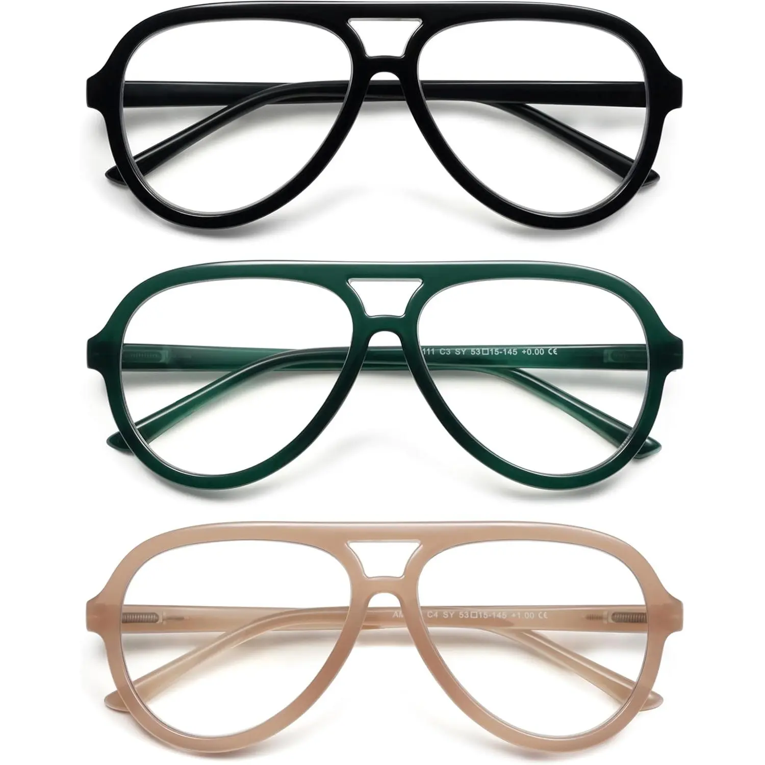 3 Pack Retro Aviator Reading Glasses for Women Men,Classic Large Oversized Reader Blue Light Computer Frame AM6111 3 Pack Retro Aviator Reading Glasses for Women Men,Classic Large Oversized Reader Blue Light Computer Frame AM6111