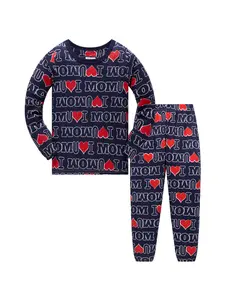 Boys' Long Sleeve Pants Set Deep Cartoon Car Print Comfortable Casual Home Wear for Spring Summer Fall