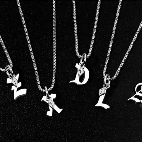 Personalized Initial L Letter Pendant Necklace - 26-Alphabet Engravings, Metal-Coated, Non-Fading, Unisex Adults' Combined Setting Artificial Gemstone Sweater Chain, Versatile Daily Wear, Necklaces for Women