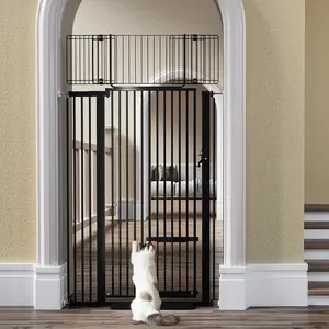 PAWGIANT 71" Extra Tall Pet Gate for Cats, 29.5-40.6" Extra Wide, with Adjustable Cat Door, Auto Close Extra Wide Dog Gate for House, for Doorways & Bottom of Stairs, Pressure Mount Safety Gate for Babies, Toddlers & Pets, Tested & Safe, Baby Gate