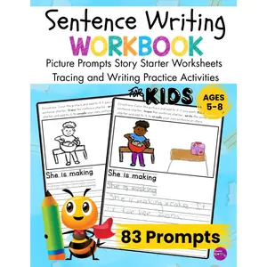 Sentence Writing Workbook Picture Prompts Story Starter Worksheets Tracing and Writing Practice Activities for Kids 5-8
