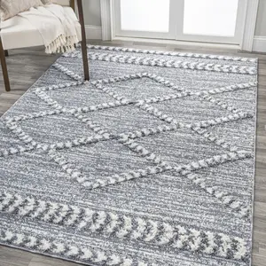 JONATHAN Y Sofie Moroccan Trellis High-Low Indoor Area Rug; for Living Room, Kitchen, Bedroom, Dining Room, Office