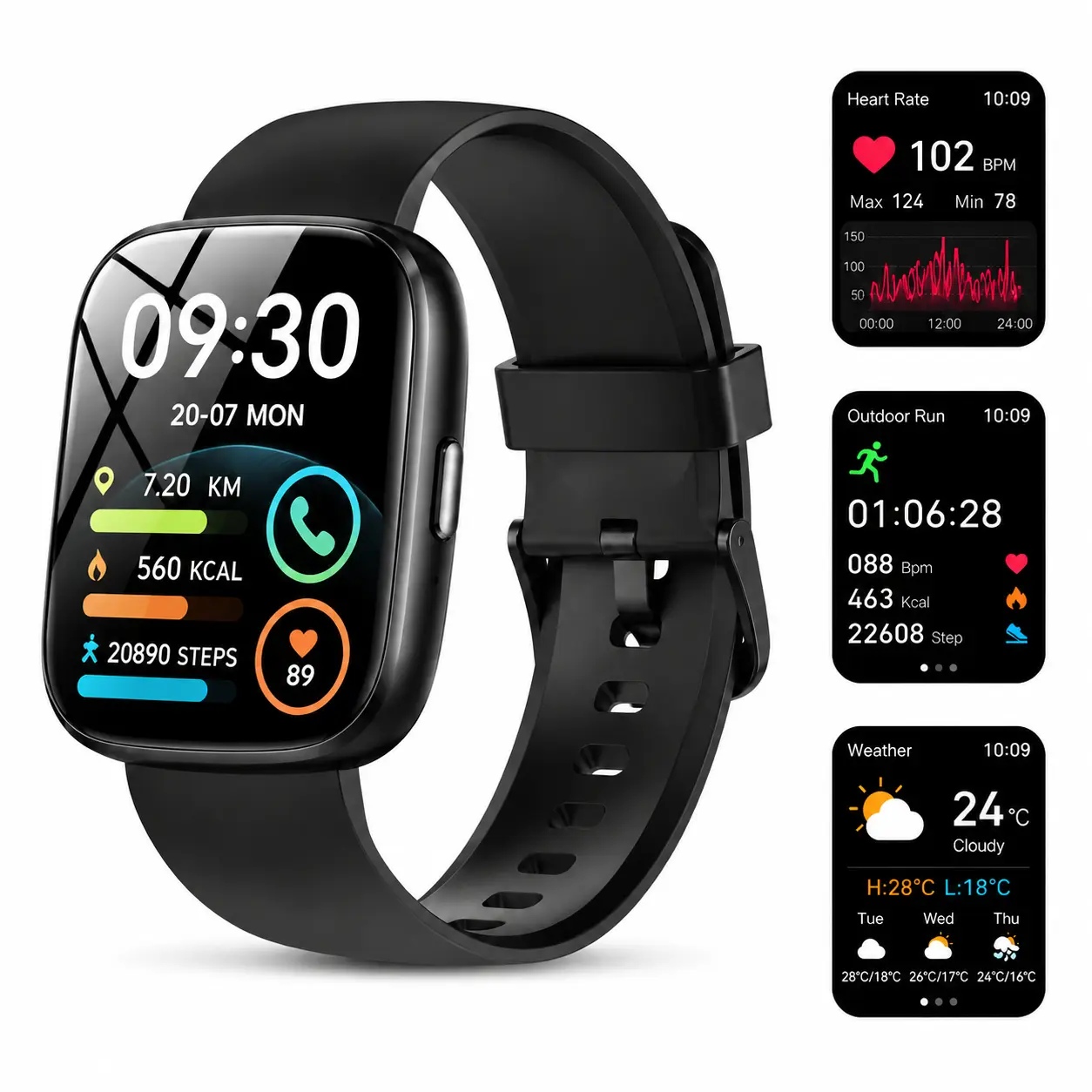 Alexa Smart Watch for Men Women, 1.83" HD Touchscreen Fitness Tracker with Bluetooth Call, Heart Rate Monitor, Sleep Tracking, 120+ Sports Modes, IP68 Waterproof Watch for Android iPhone