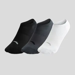 ANTA 3-Pack No-show Socks Black High Elastic Soft Sports Cotton Athletic Activities White Black Breathable