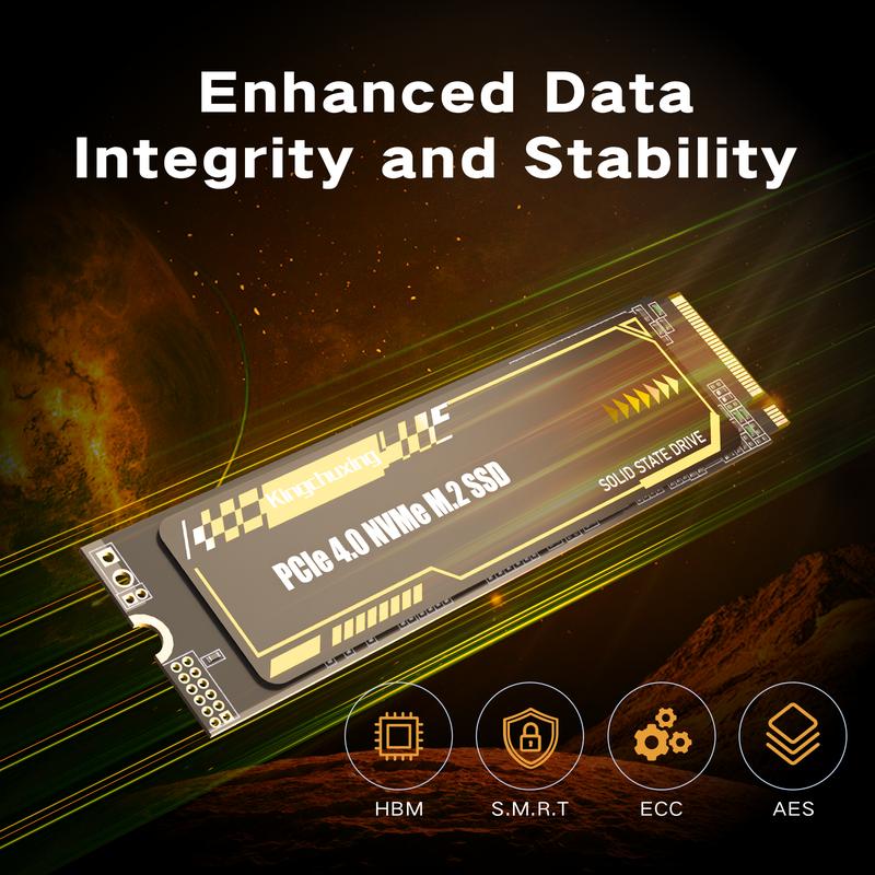 Kingchuxing M.2 2280 NVMe SSD Internal Solid State Drive - PCIe 4.0 Gen 4x4 - Up to 7300 MB/s, SSD with Heatsink, Suitable for PlayStation 5 Enthusiasts, IT Professionals