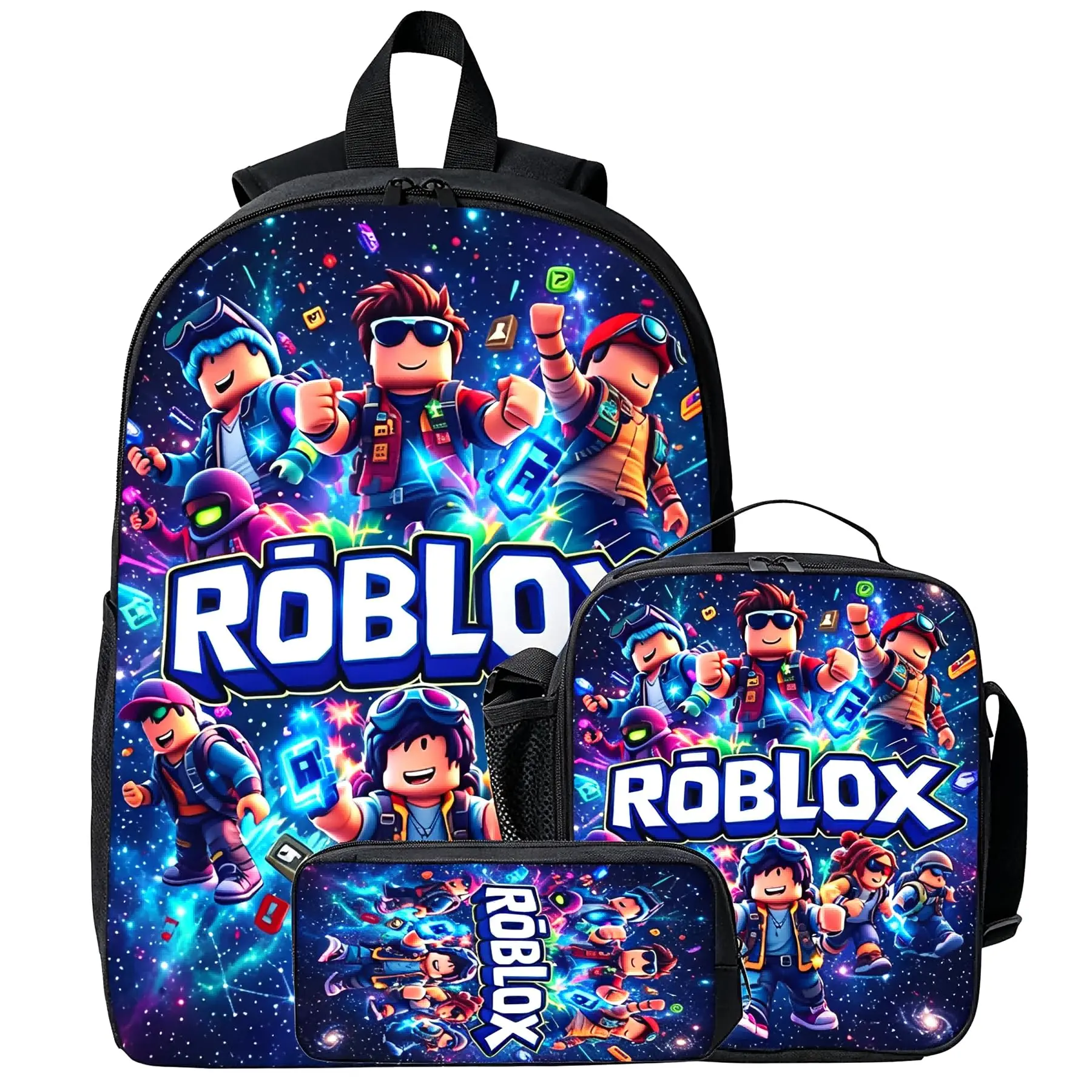 roblox backpack 3PCS Anime Leisure Daypack Shoulder Bag Travel Sports Double Strap Backpacks 17in