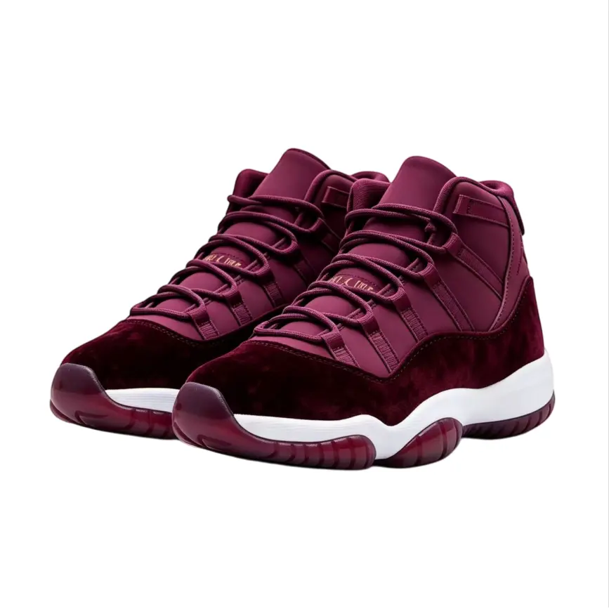 Burgundy High-Top Basketball Sneakers, Luxurious Wine Red Suede Upper + White Midsole + Translucent Rubber Outsole, Perfect for Retro Sports & Streetwear Style