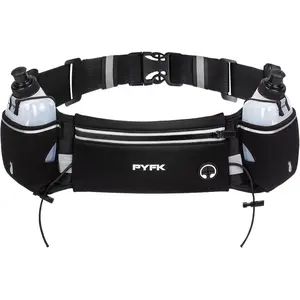 Running Belt with Water Bottles, Hydration Belt for Men and Women, Water Bottle Holder Running Pouch, Fanny Pack Fits 7 inches Phones, Waist pack for Runner Jogging