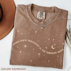 Comfort Colors Vintage Stars Shine Brightest In The Darkest Skies T-shirt, Mystical T-shirt, Celestial Astrology Aesthetic, Witchy Feminist Women