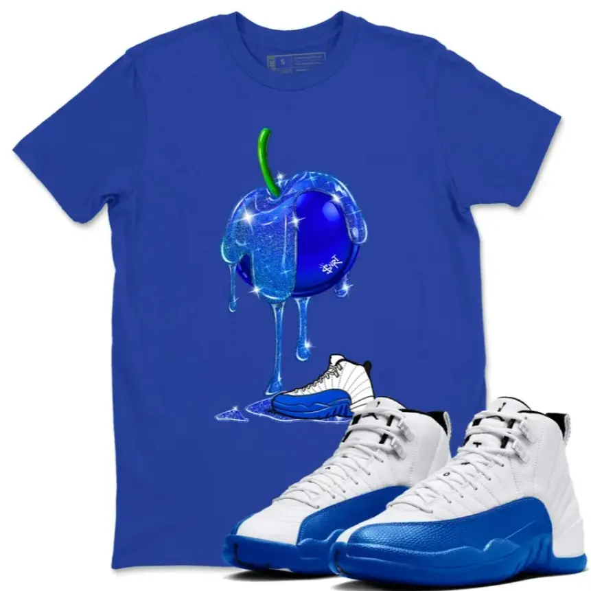 Unisex Shirt To Match Jordan 12 Blueberry Sneaker Matching Tee Dripping Blueberry Sneaker Tee, 12 Blueberry Outfit, Outfit Back to School Jordan Shirt