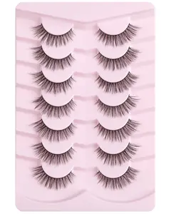 Natural Lashes Wispy Lashes D-K06 Black Ultra-thin Lash Bands Weightless Feel Fits All  Shapes Versatile Use Easy Application Reusable 7 Pairs Eyelashes Fluffy Lightweight Makeup