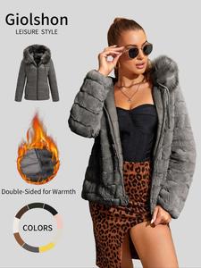 women's casual warm jacket, fall & winter thick woven fabric coat, fitted design with pockets, elegant daily wear outerwear