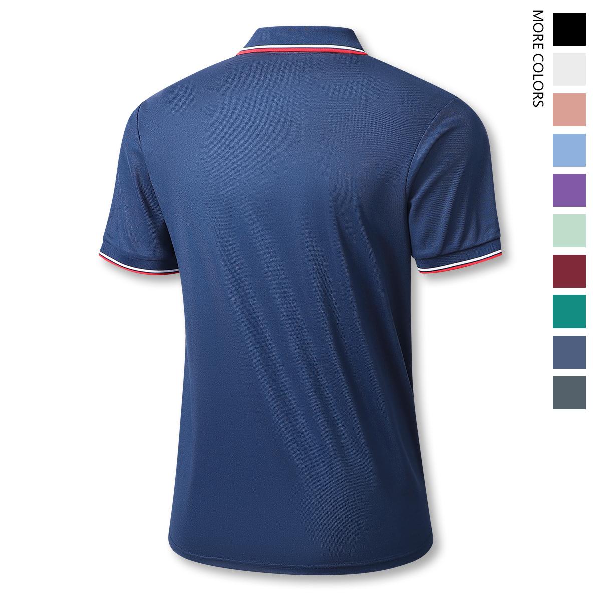 Men's Solid Color Short Sleeve Golf T-Shirt Set, Suitable for Business and Outdoor Sports