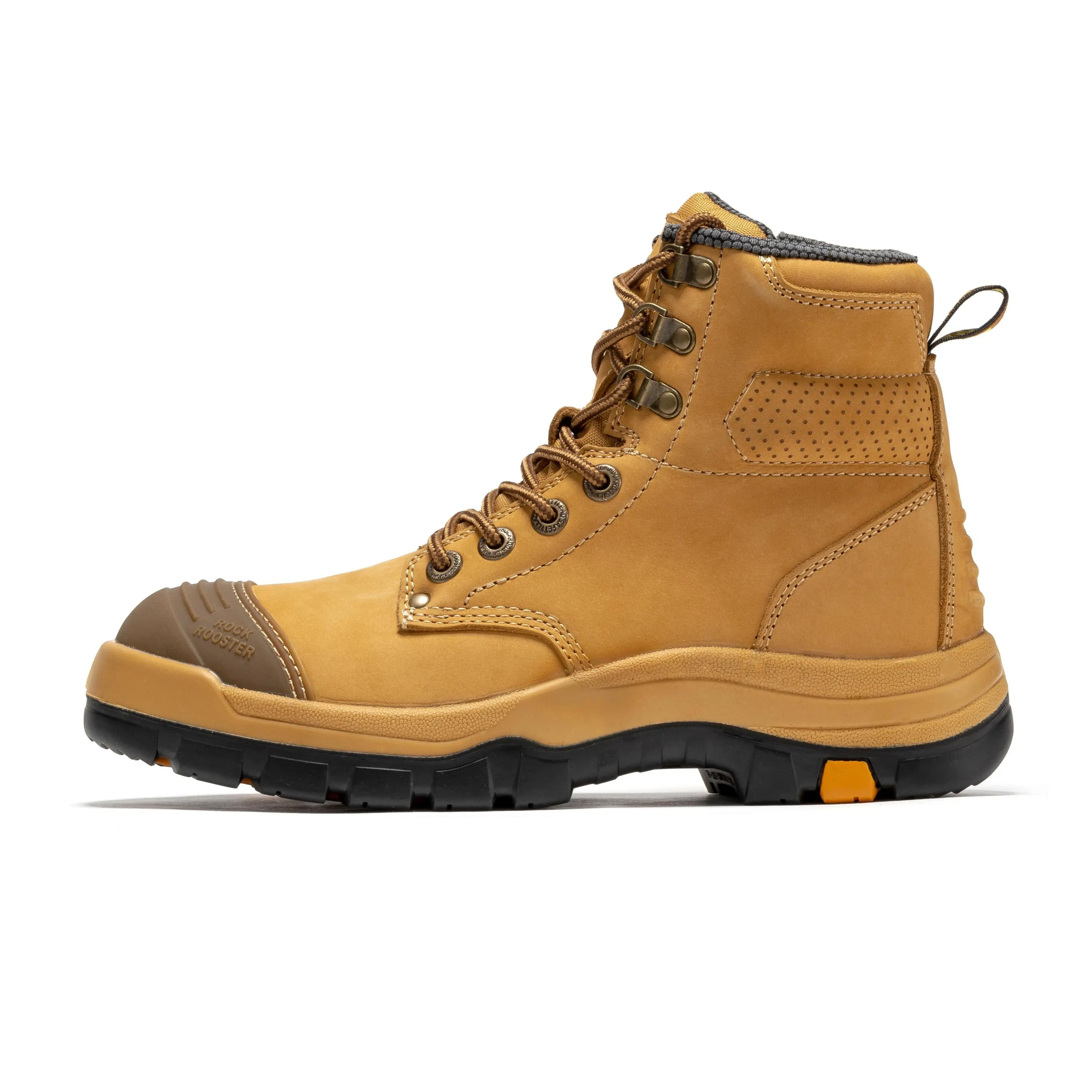 ROCKROOSTER Madison 6" Steel Toe Work Boots for Men with YKK Side Zipper Toe Cap Non-Slip Rubber Outsole, Comfortable Side Zip Lightweight Breathable Leather Shoes, Metal, ASTM F2413-18 M/I/C EH AK052
