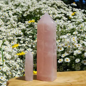 8in 2.4lb Large Rose Quartz Crystal Tower, Brazil