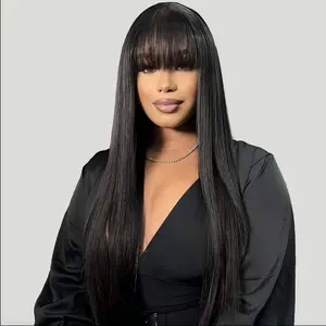 Shewell Wig 3*1 Small Area Lace Bangs 100% Human Hair， No Glue,, Black Straight Hair Bangs,wigs human hair,glueless wigs ready to wear