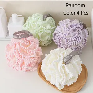 4 Colors Super Soft Cute Luxury Bath Sponge Loofah Ball Large Size Bath Shower Ball Rich Foam Exfoliating Bath Body Scrubber for Women Exfoliating Mesh Sponge