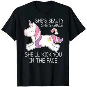 Hilarious Deja Clark Unicorn Shirts: 'She's Beauty, She's Grace...She'll Kick You in the Face' Design