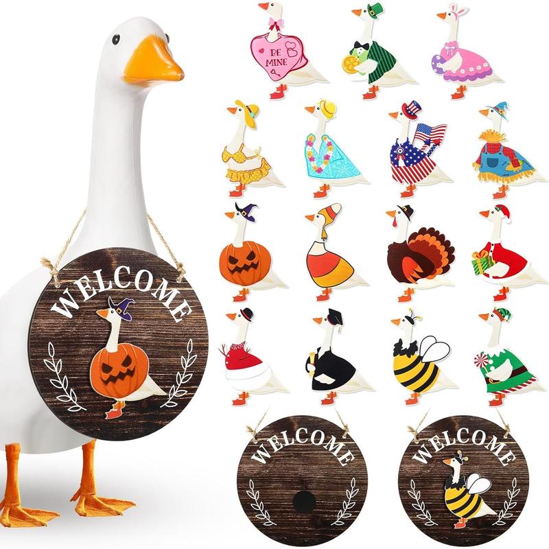 16 count Interchangeable Porch Goose Welcome Sign Seasonal Holiday ...