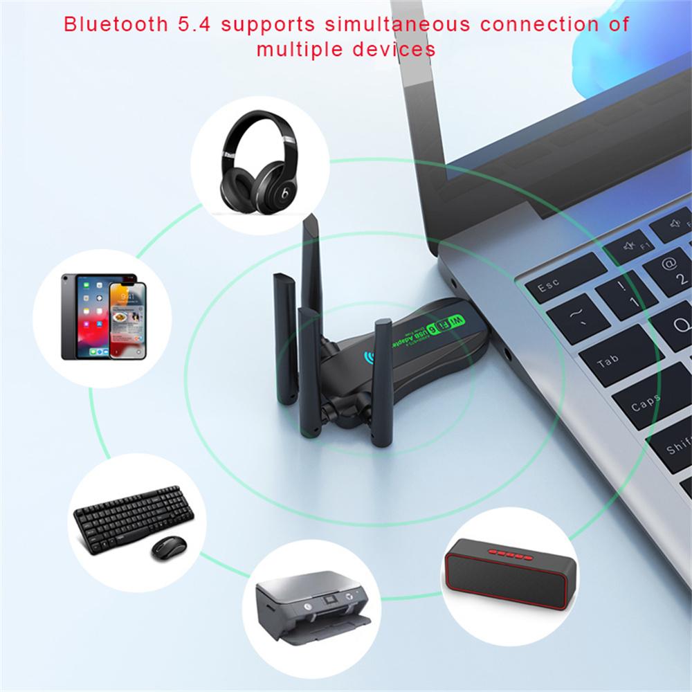 AX900 WiFi USB Adapter WiFi6 Bluetooth 5.4 Dual Band 2.4G+5.8Ghz 4 Antenna Dongle USB Wireless Card Receiver for PC/Laptop