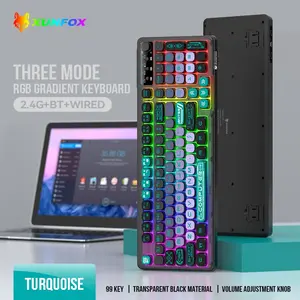 Xunsvfox K98 Bluetooth-compatible Wireless Gaming Keyboard, 99 Key Gradient Keycaps, Three Mode RGB Lighting Effects, Esports Gaming Office Use, Tri Mode Keyboard