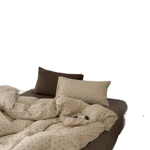 Korean Style Floral Mix and Match Cotton Four Piece Bedding Set Spring Summer Pure Cotton Sheet Duvet Cover