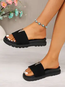 European and American Style Metal Buckle Sandals, Simple Design, Height Increase, Anti-Slip, Durable, Versatile Outdoor Casual Sandals