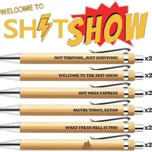 Funny Hilariously Office Gift 6/ 12 Pack Black Ink Ballpoint Pens with Sassy & Swear Word Quotes - Coworker Gifts, Petty Workplace Humor Pens Personalized Office Supplies for Colleagues, Set with Pen Writing Pens Office Stationery Supplies