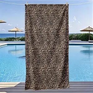 Classic Leopard Print Beach Towel, Quick-Dry Polyester, Sand-Resistant, Sun Protection, Large Bath Towel, Lightweight, Surfing, Swimming, Yoga Essential